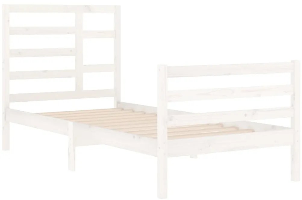 Estrutura de cama 90x200 cm madeira maciça branco