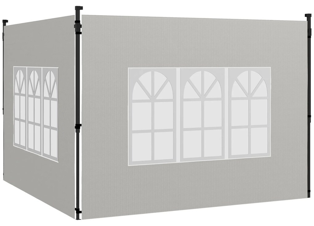Outsunny Conjunto de 2 Paredes Laterais para Tendas de 3x3m e 3x6m Paredes Laterais com Janelas Transparentes 293x193cm Branco