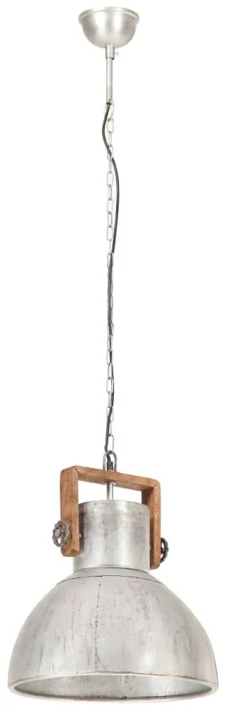 Candeeiro suspenso industrial redondo 25 W 40 cm E27 prateado