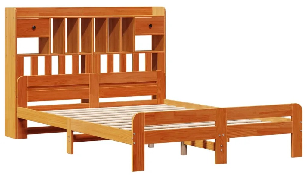 Cama com estante sem colchão 140x200 cm pinho maciço