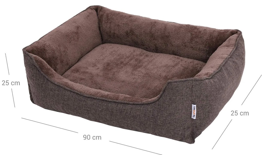 Cama lavável para cães 90 x 25 x 75 cm castanha