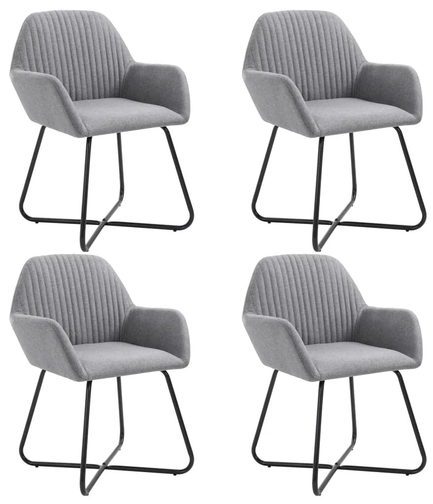 vidaXL Cadeiras de jantar 4 pcs tecido cinzento-claro