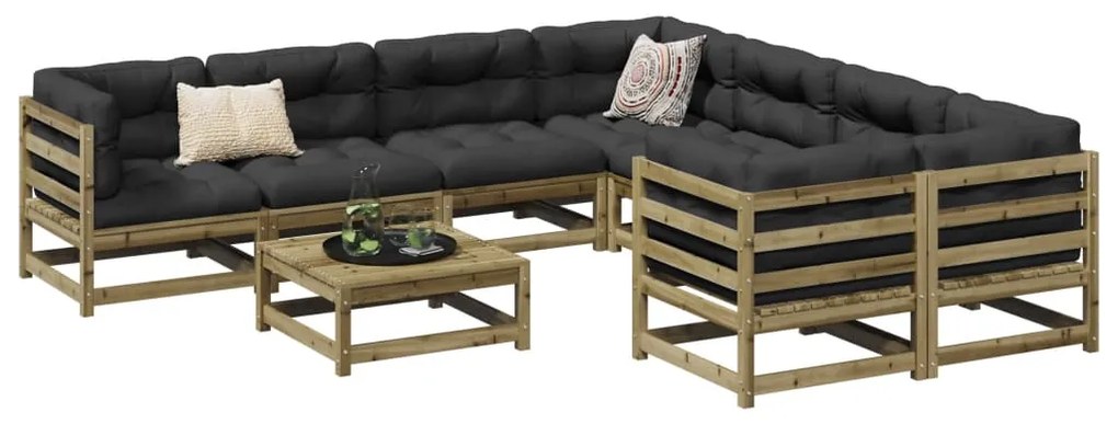 9 pcs conjunto sofás jardim madeira de pinho impregnada