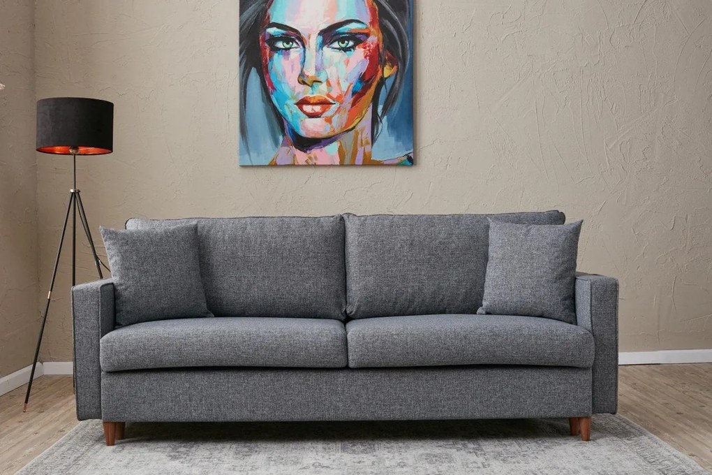 Sofá-cama de 3 lugares Eva – Cinzento – 210 cm x 82 cm x 90 cm
