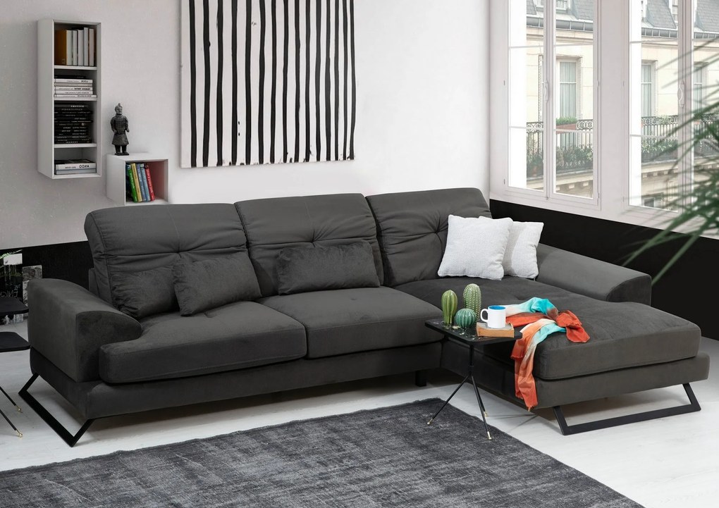 Sofá de Canto Frido – Antracite – 308 cm x 190 cm