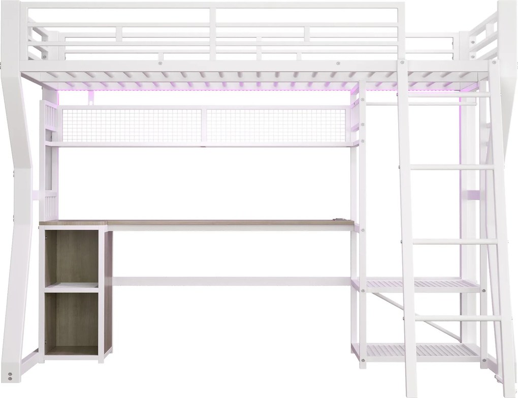 Cama alta para colchão 90×200 cm, Branco | AOSOM Portugal
