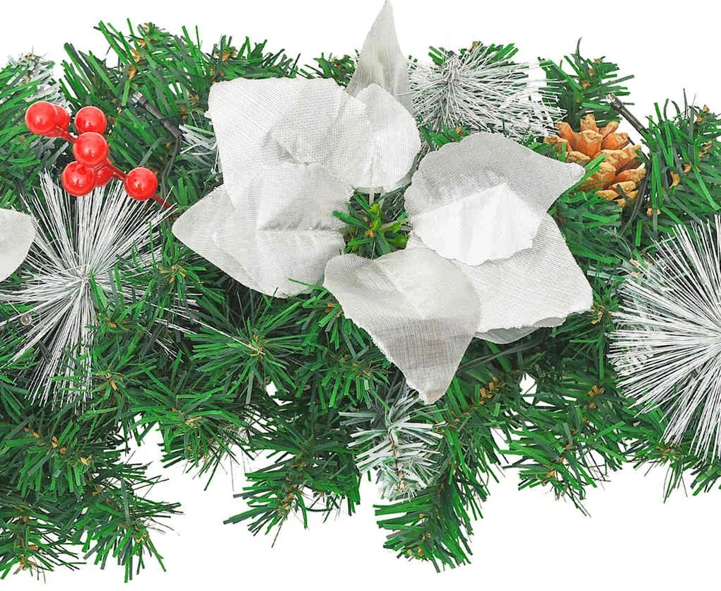 Grinalda de Natal com luzes LED 2,7 m PVC verde