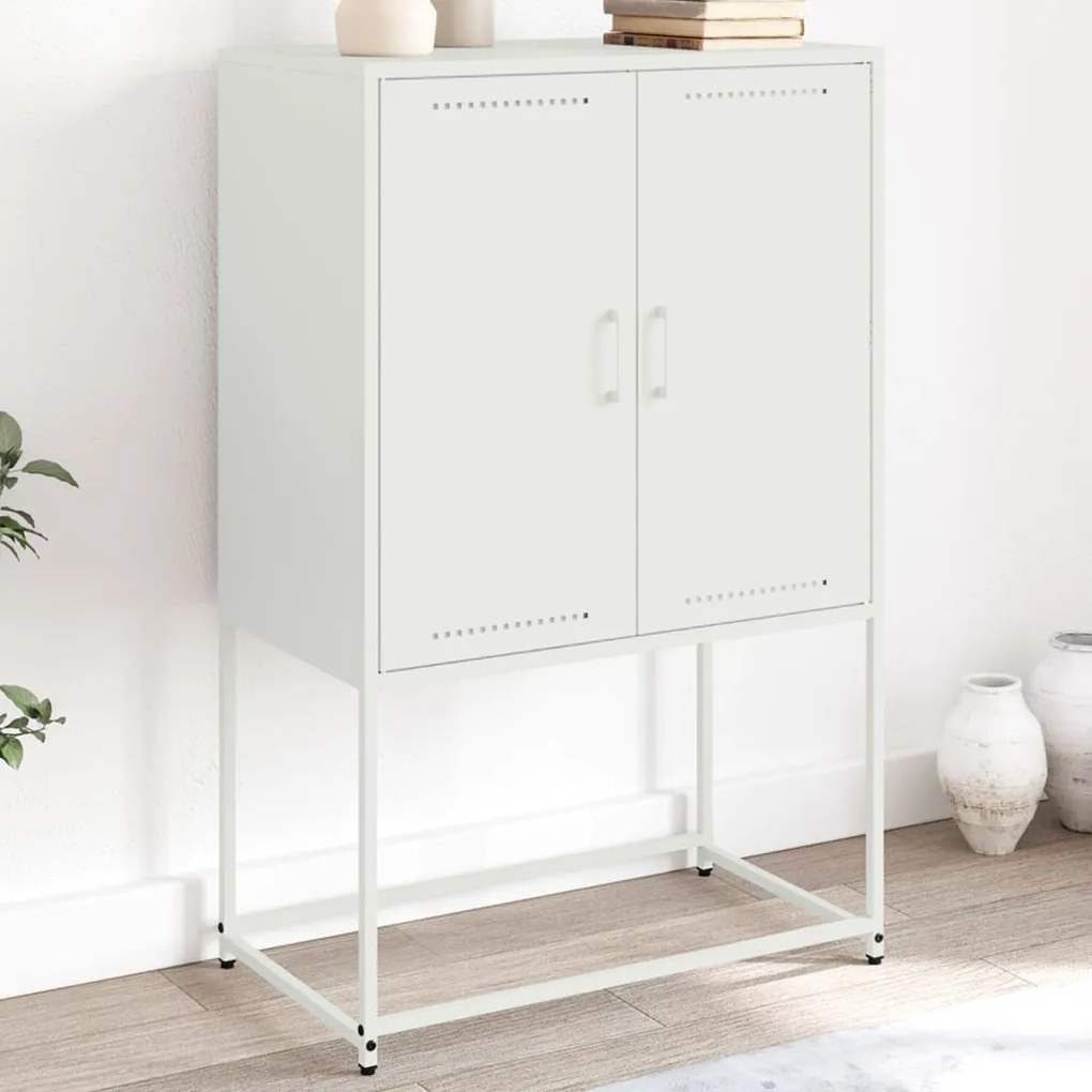 vidaXL Aparador alto 68,5x38,5x107 cm aço branco
