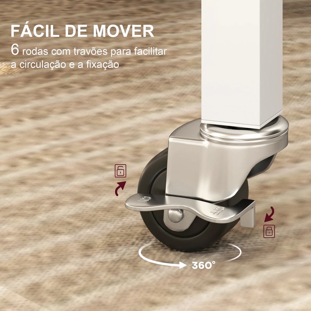 Mesa Dobrável de Cozinha para 4-6 Pessoas Mesa de Sala de Jantar Dobrável com Rodas e Laterais Dobráveis 120x80x73 cm Branco