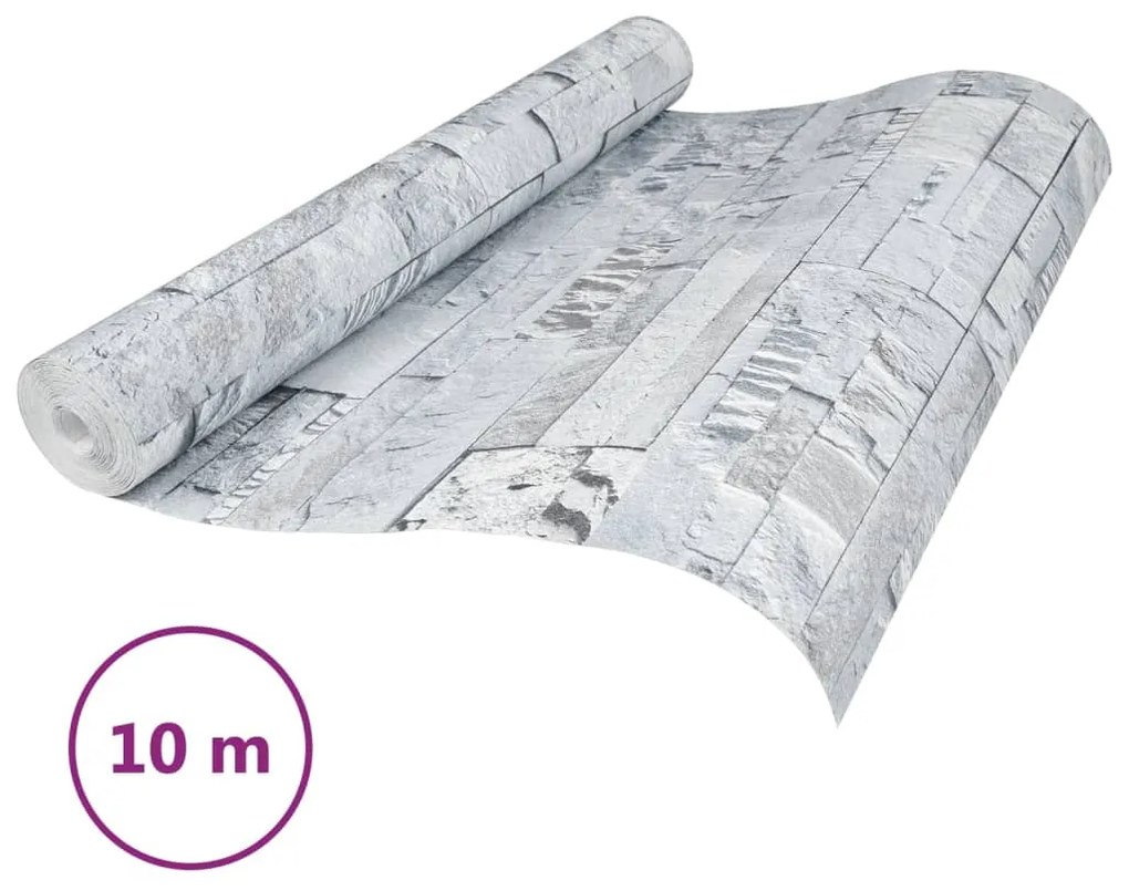 Papel parede 3D c/ aspeto de pedra não-tecido cinzento-claro