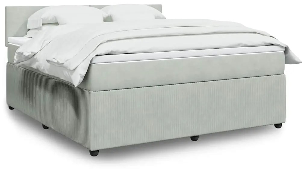 vidaXL Cama com molas/colchão 180x200 cm veludo cinzento-claro