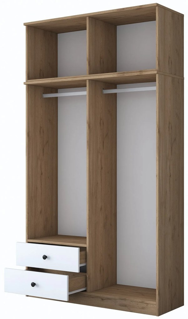 Roupeiro BA121 – Nogueira e Branco – 120x216,8x42,5 cm