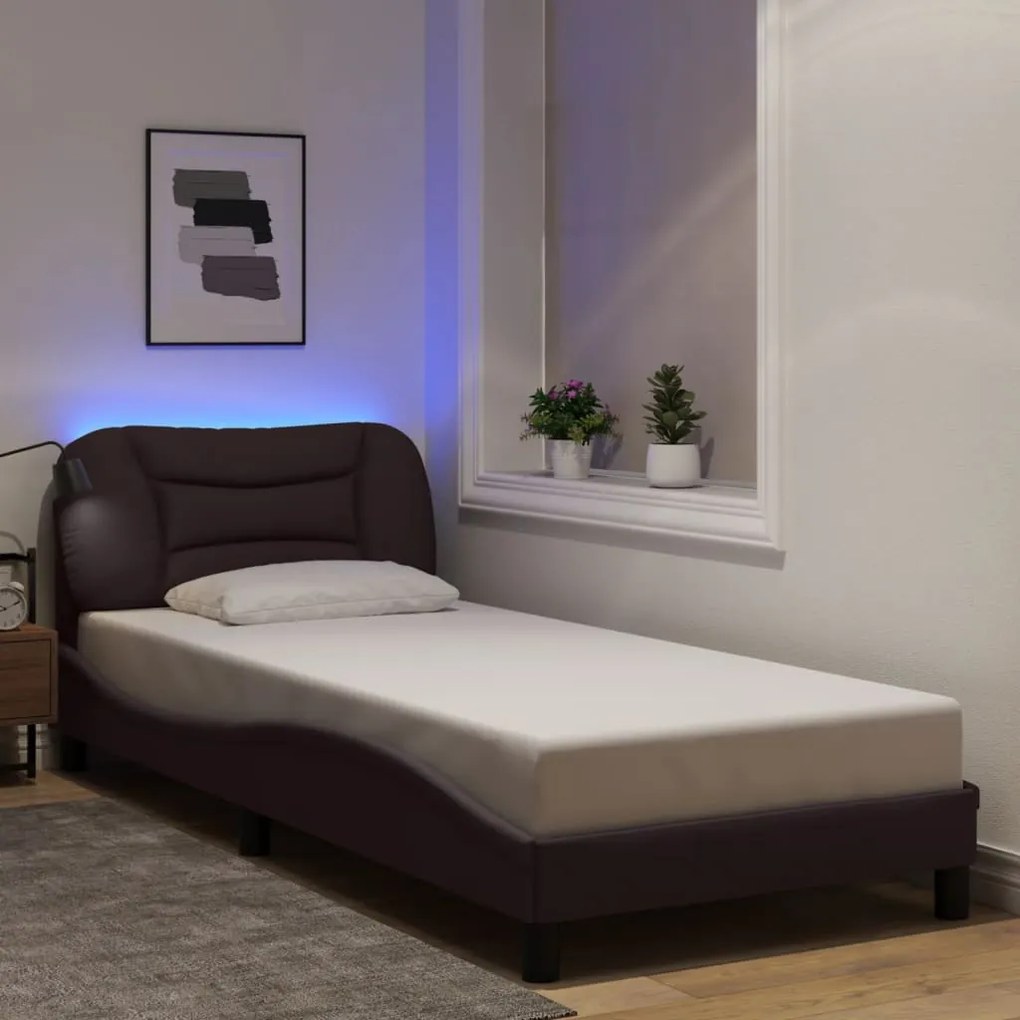 Estrutura de cama com LED sem colchão 90x200 cm tecido