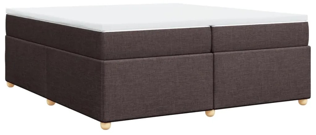 Cama com molas/colchão 200x200 cm tecido castanho-escuro