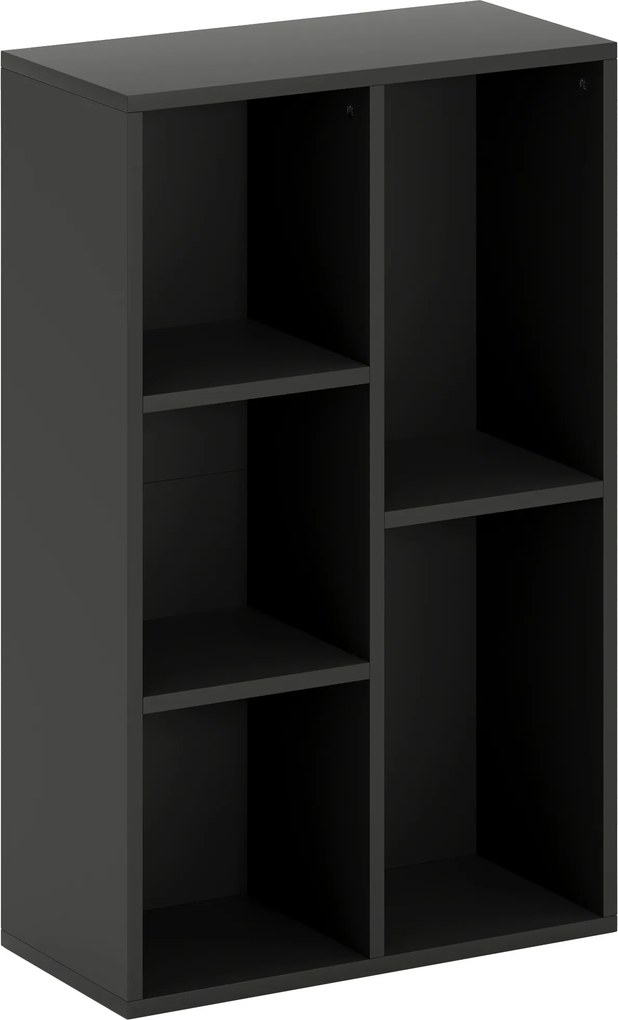 HOMCOM Estante de arrumação com 5 compartimentos, para sala quarto escritório, 50x24x80cm, preto | Aosom Portugal