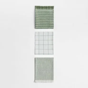 Conjunto De 3 Panos De Cozinha Em Algodão Bijana Baía Verde - Sklum