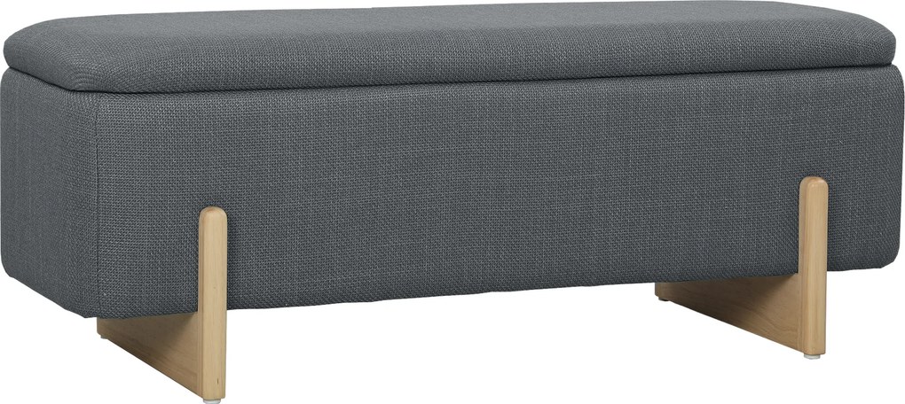 HOMCOM Banco com Armazenamento, Banco Estofado com Espuma, Imitação de Linho, 111 x 44 x 44,5 cm, Cinza Escuro | Aosom Portugal