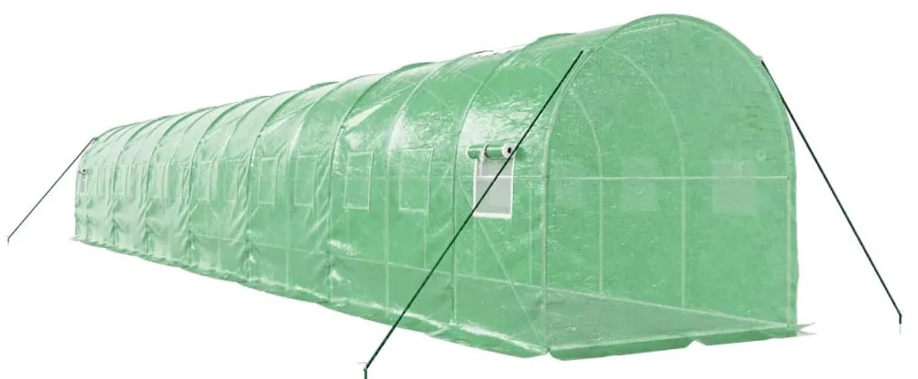 Estufa com estrutura de aço 28 m² 14x2x2 m verde