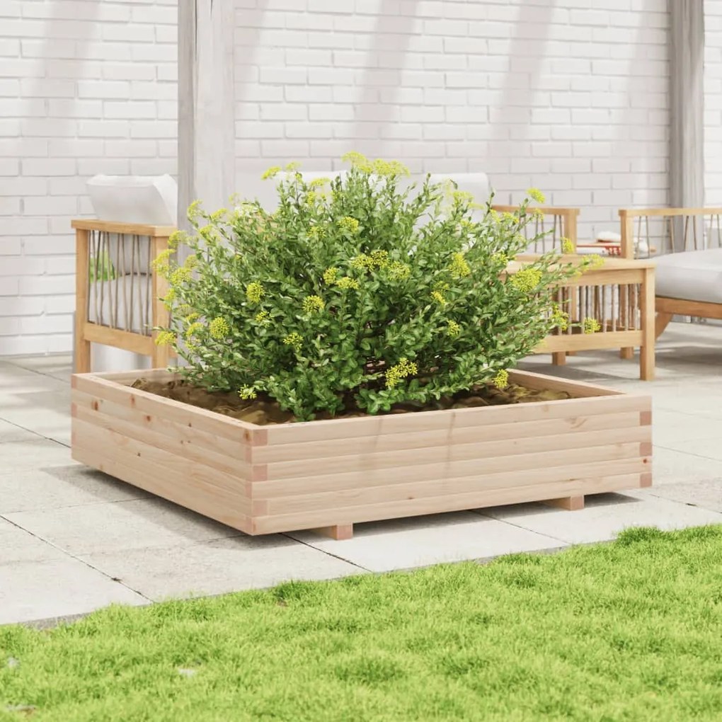 vidaXL Vaso/floreira de jardim 110x110x26,5 cm madeira de pinho maciça