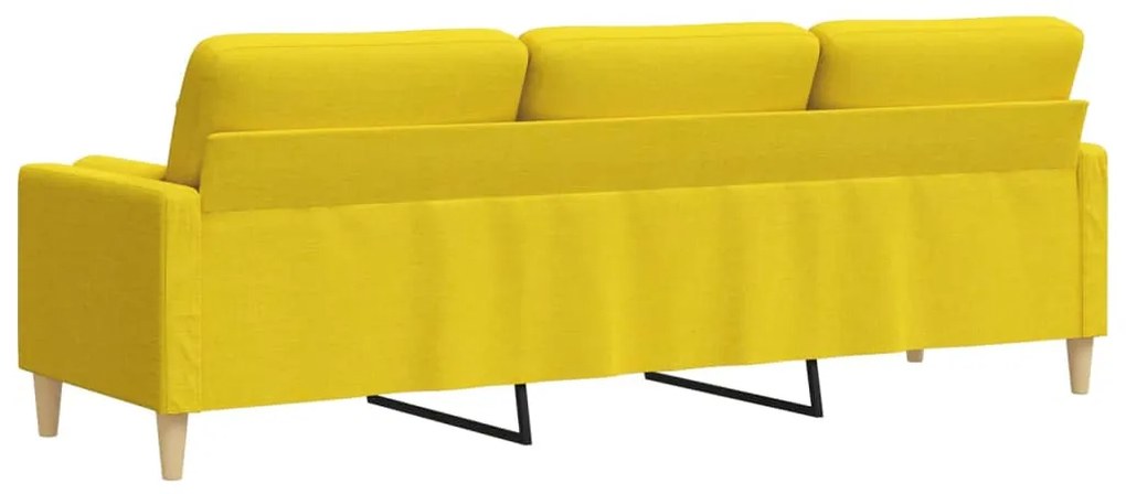 Sofá 3 lug. c/ almofadas decorativas 210cm tecido amarelo-claro