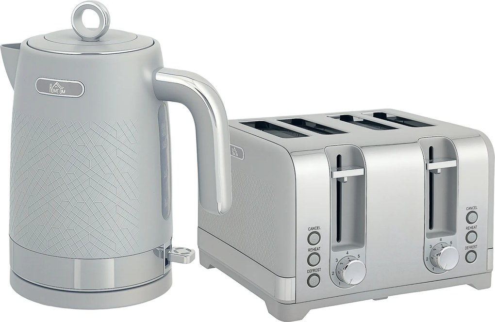 HOMCOM Conjunto de chaleira e torradeira, chaleira de aquecimento rápido 1,7 L 2200W com termostato | Aosom Portugal