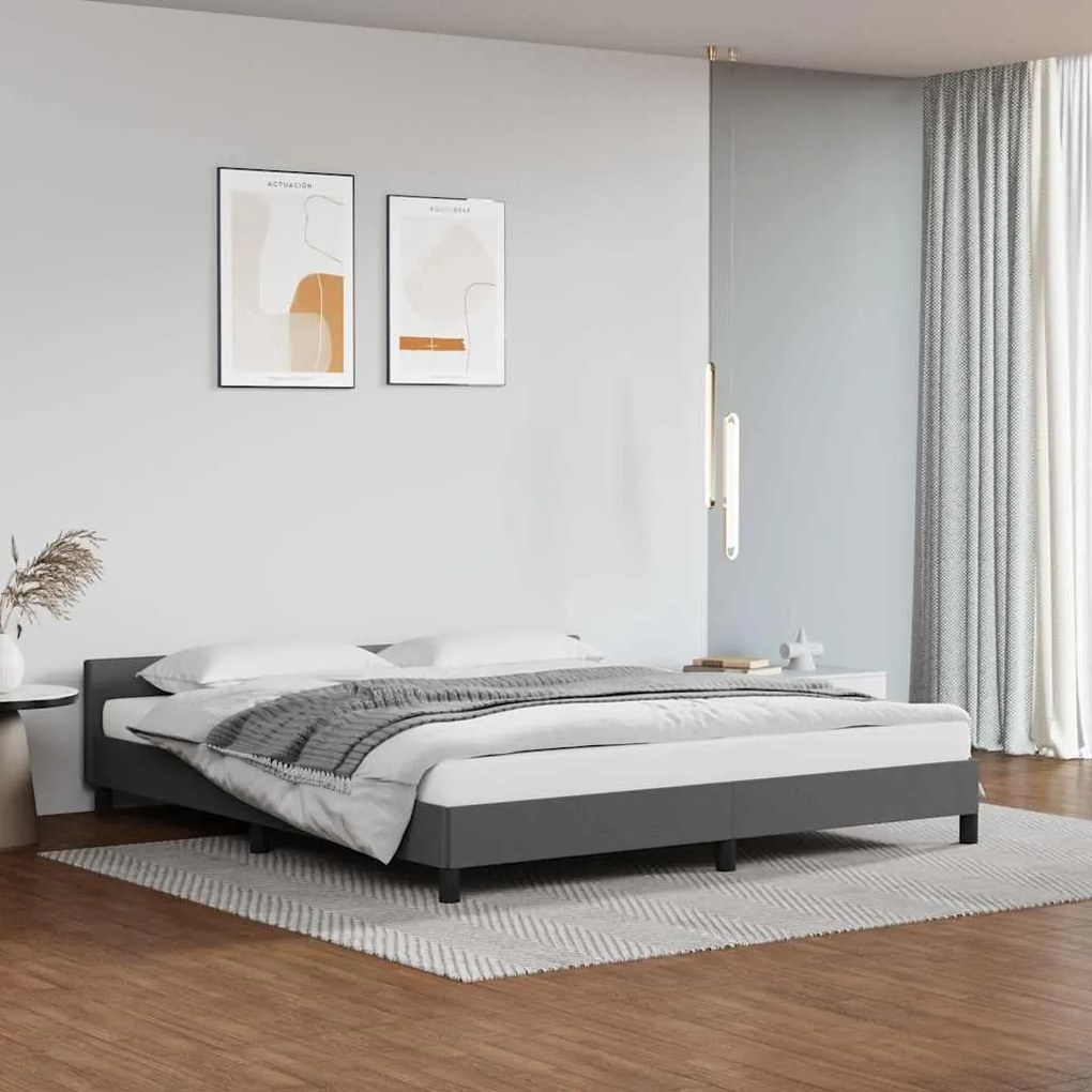 Estrutura cama c/ cabeceira sem colchão 180x200 cm cinzento