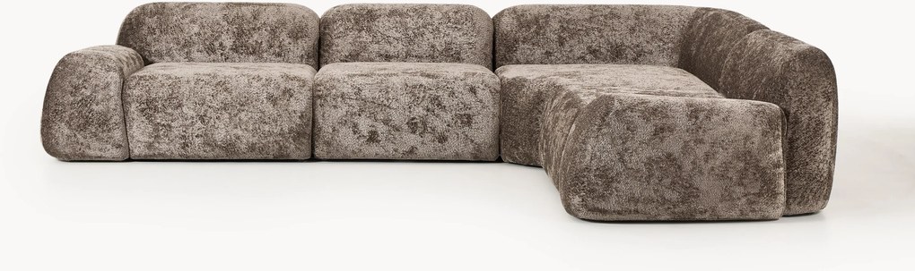 Sofá de canto modular em teddy-bouclé Wolke (4 lugares)