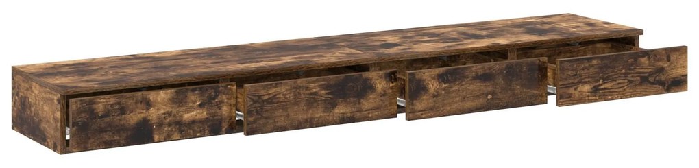 Gavetas de Cama em Carvalho Defumado - 180x36,5x16,5 cm - Feitas de Ma