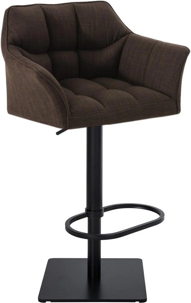 Banco de bar Damaso em tecido e com estrutura preta 64 x 88-113 x 45 cm Castanho
