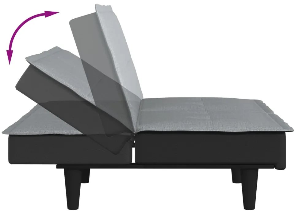 Sofá-cama tecido cinzento-claro