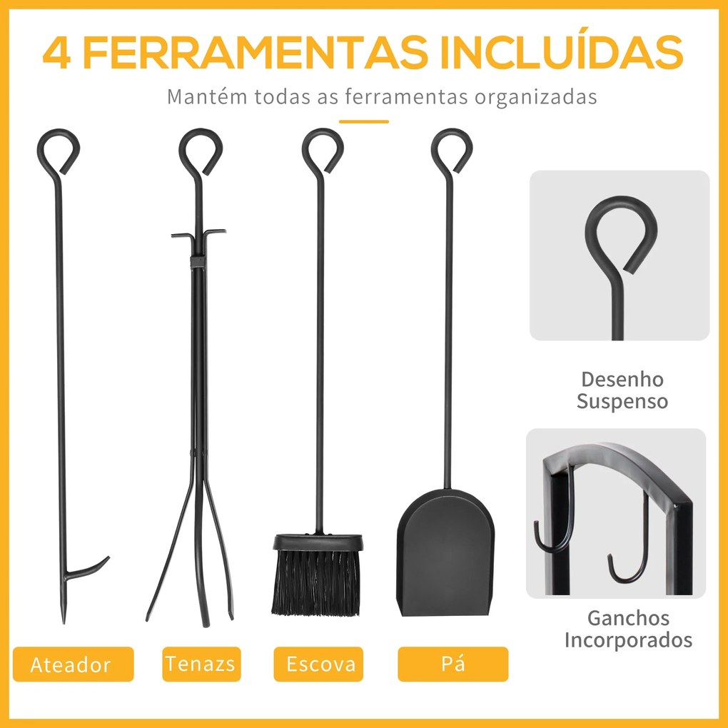 Suporte para Lenha de 2 Níveis – 40x30x74,5 cm – Porta Lenha Metálico