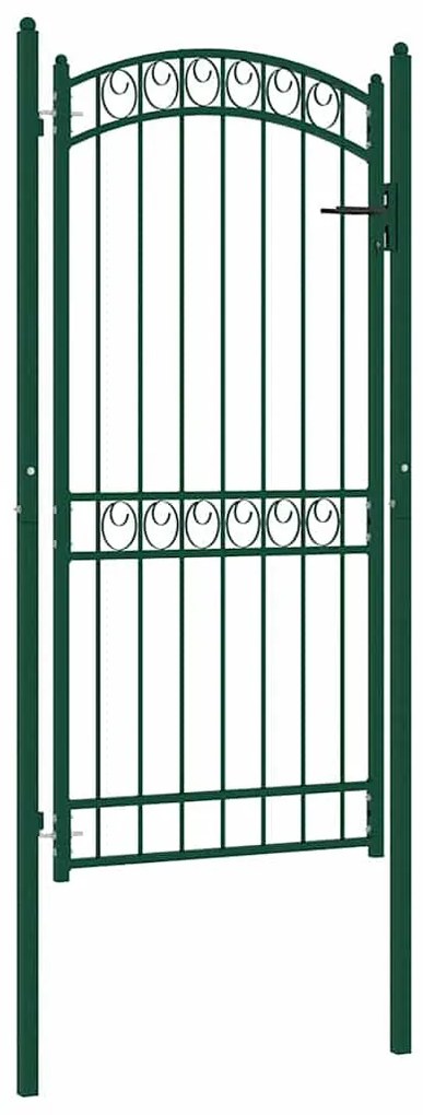 vidaXL Portão para cerca com topo arqueado 102x136 cm aço verde