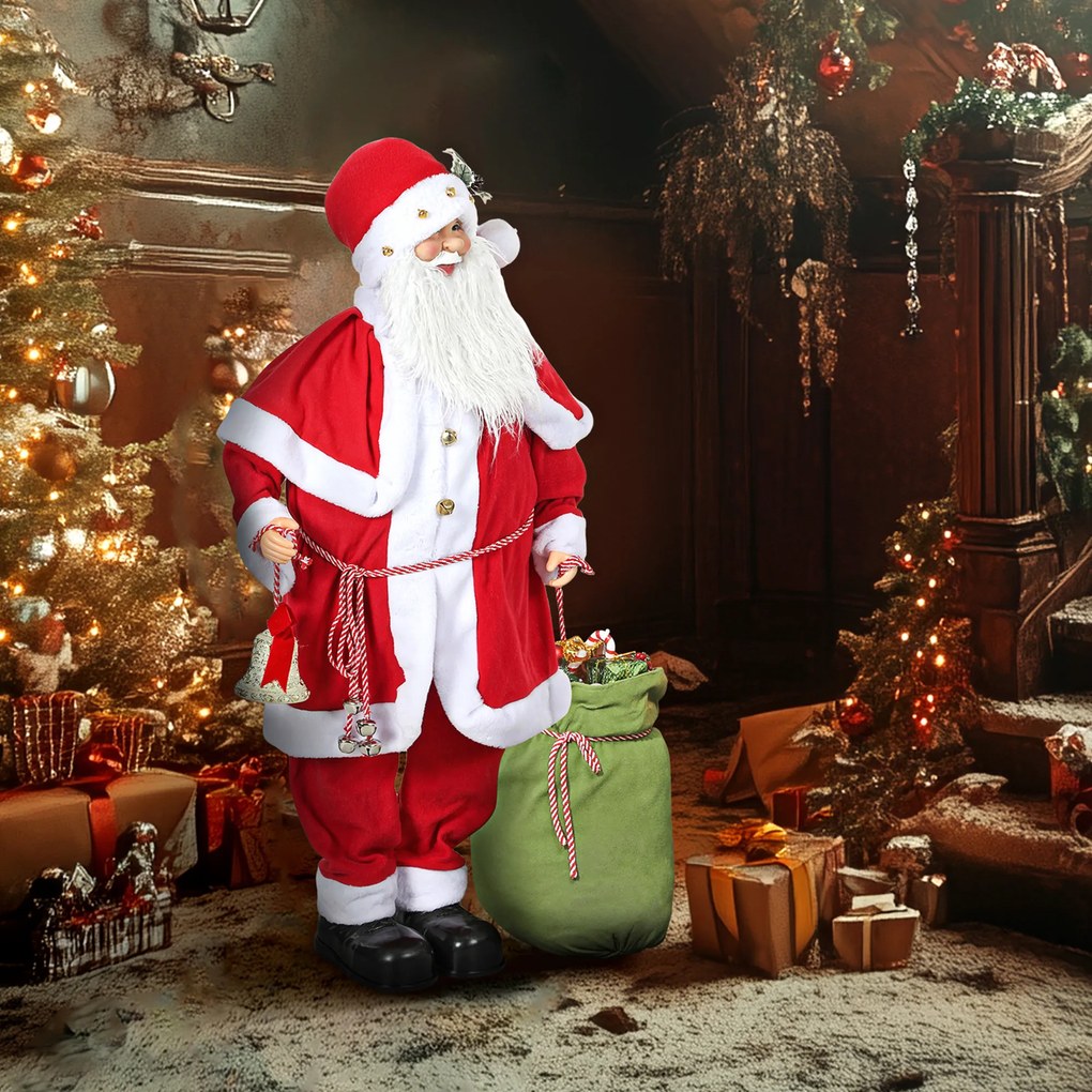 Figura de Pai Natal Decorativa, 55 x 21 x 140 cm, Animada com Efeitos Sonoros, Vermelho