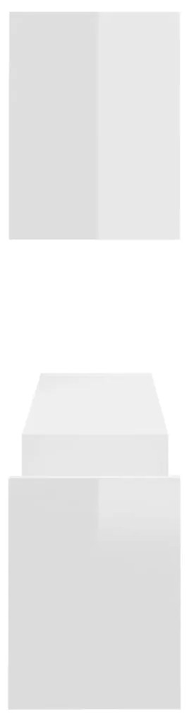 Estantes de parede 2pcs derivados de madeira branco brilhante