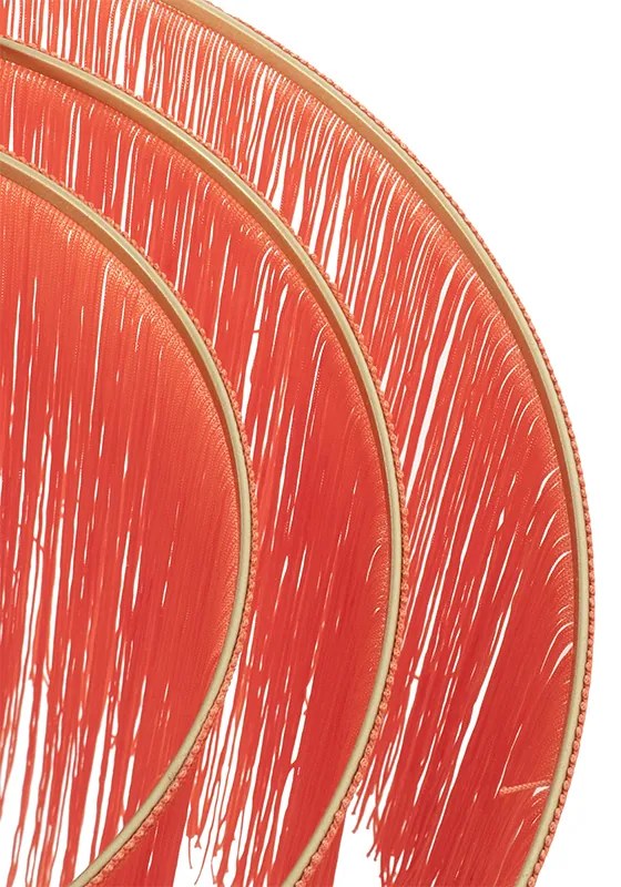 Candeeiro de teto oriental dourado com abajur rosa franjas - Franxa