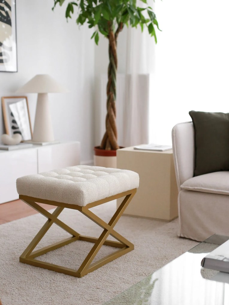 Pouffe Altin – Cream – 50 cm x 42 cm x 40 cm