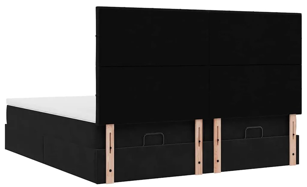 Estrutura de cama otomana com colchões 160x200 cm veludo preto