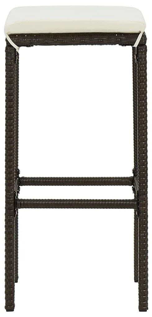 5 pcs conjunto de bar para jardim com almofadões castanho