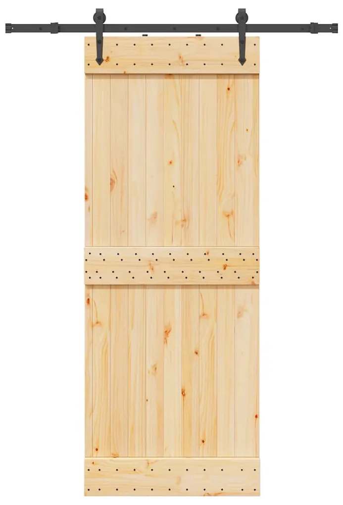 VidaXL Porta de correr com ferragens 80x210 cm madeira de pinho maciça