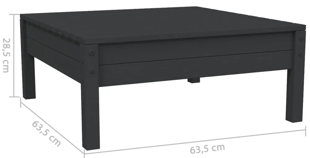 3 pcs conjunto lounge jardim c/ almofadões pinho maciço preto