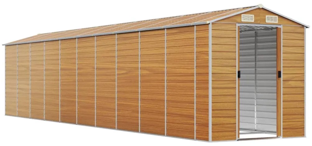 Abrigo de jardim 191x895x198 cm aço galvanizado castanho-claro