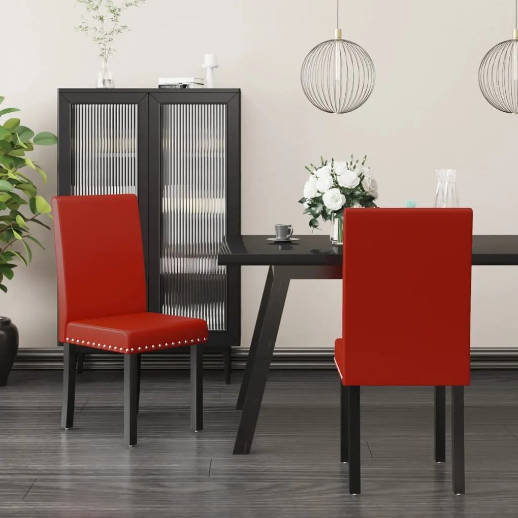 vidaXL Cadeiras de jantar 2 pcs PVC vermelho tinto