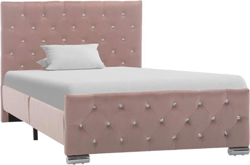 Estrutura de cama 100x200 cm tecido rosa