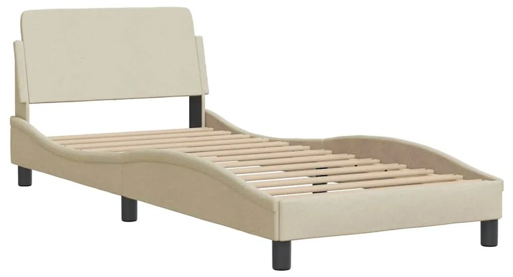 Estrutura de cama com LED sem colchão 80x200 cm tecido creme