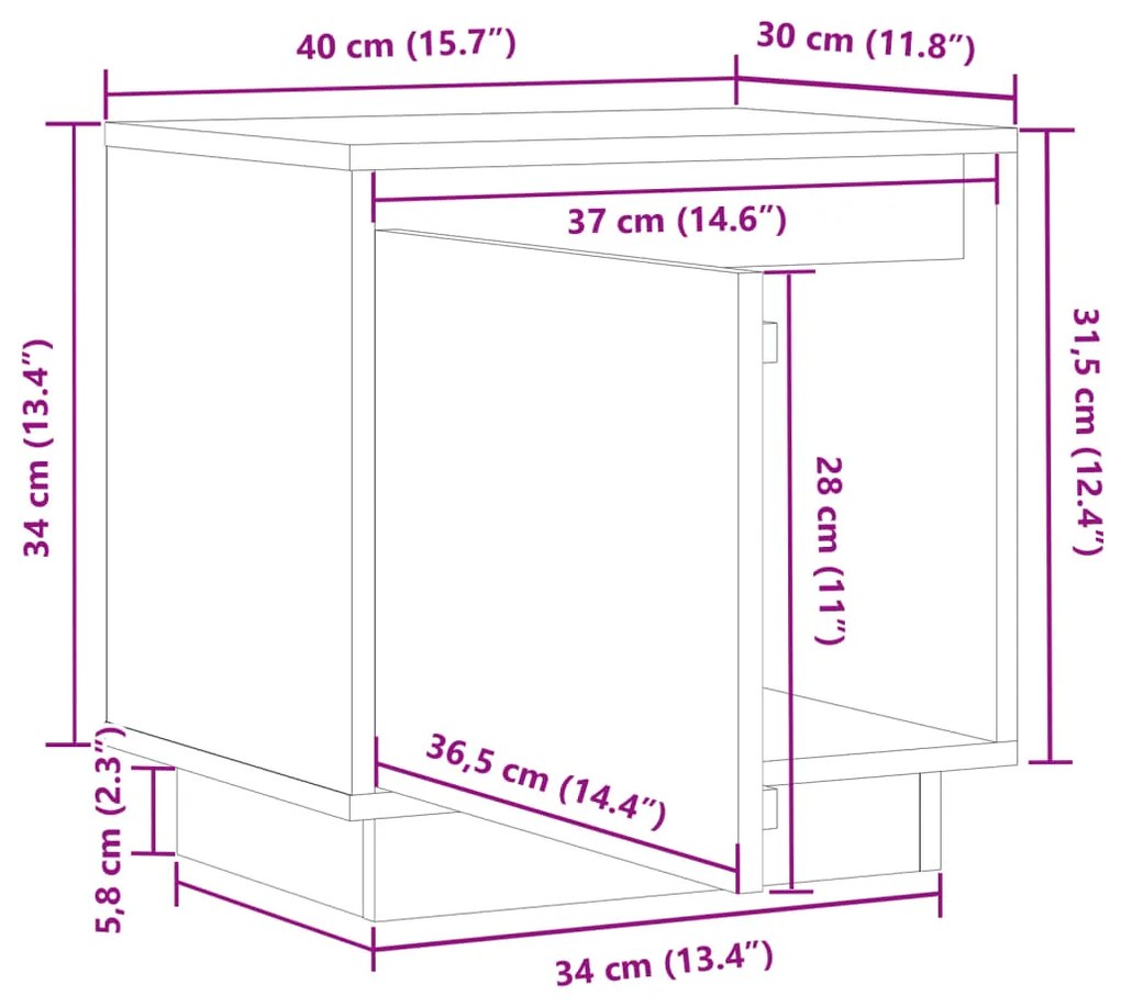 Mesas de cabeceira 2 pcs 40x30x40 cm pinho maciço castanho mel