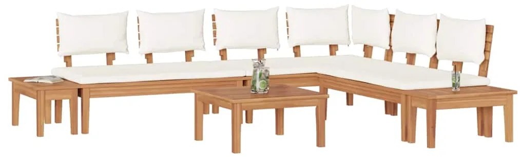 Conjunto de Bancos de Jardim com cortinas 4 pcs Marrom e Creme