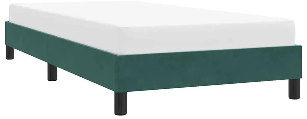 Estrutura de cama sem colchão 80x220cm veludo verde-escuro