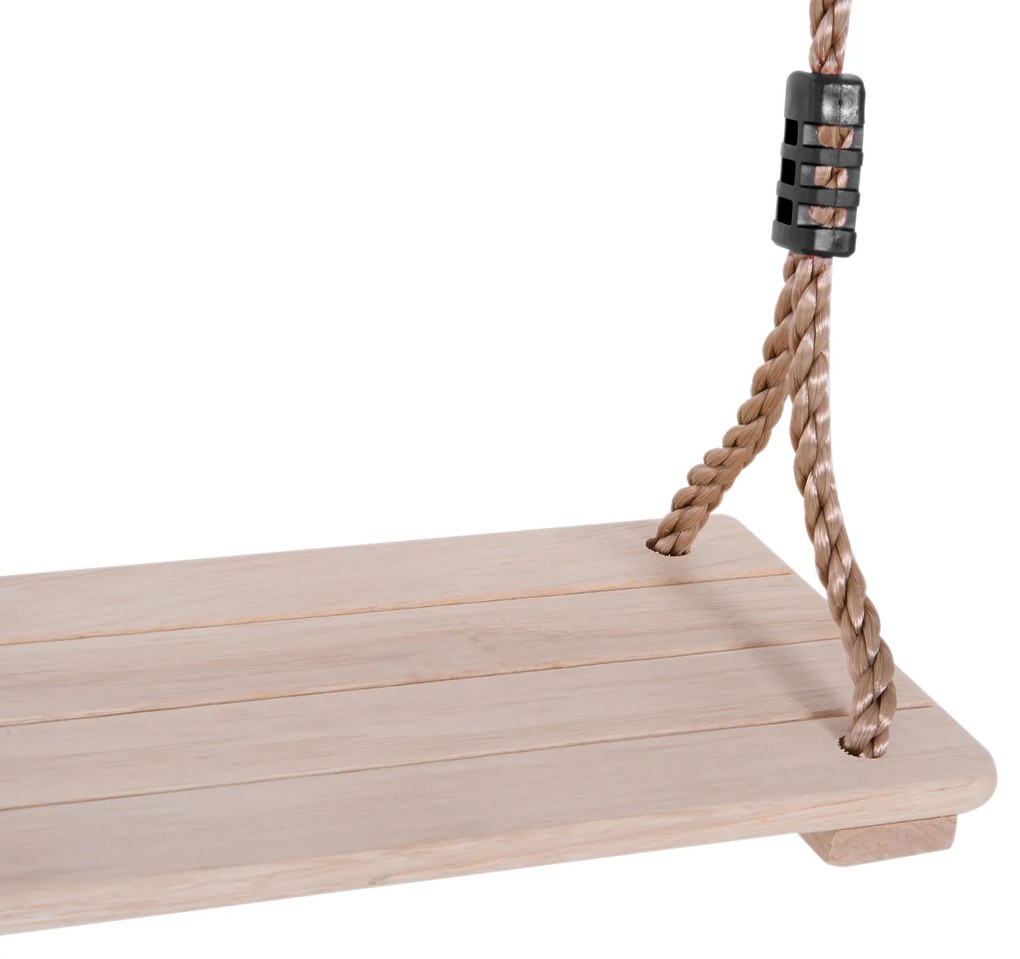 HOMCOM Baloiço de Madeira Pino ao Ar Livre com Assento de Madeira para Adultos e Crianças 40x16cm