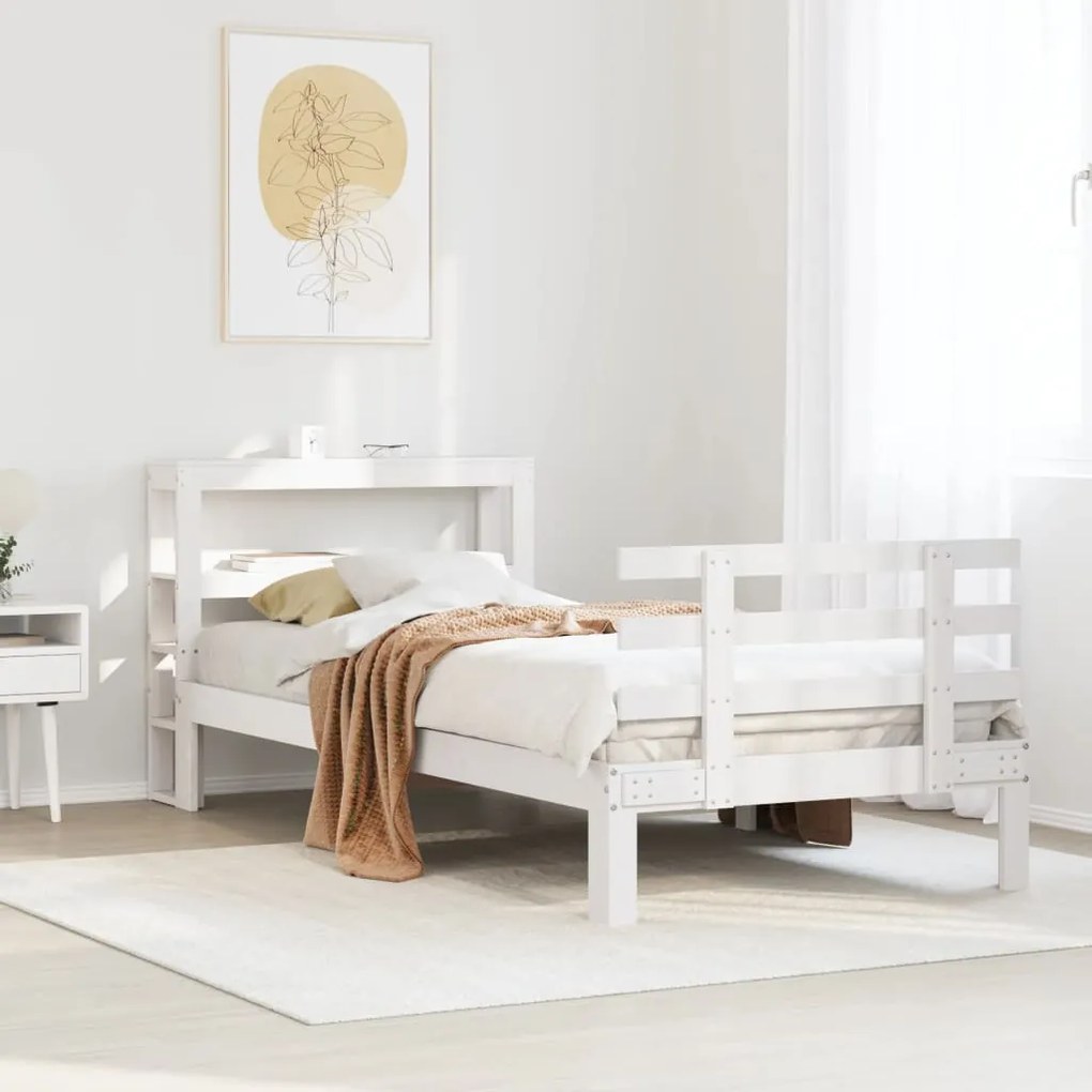 vidaXL Estrutura de cama c/ cabeceira sem colchão 90x200 cm branco