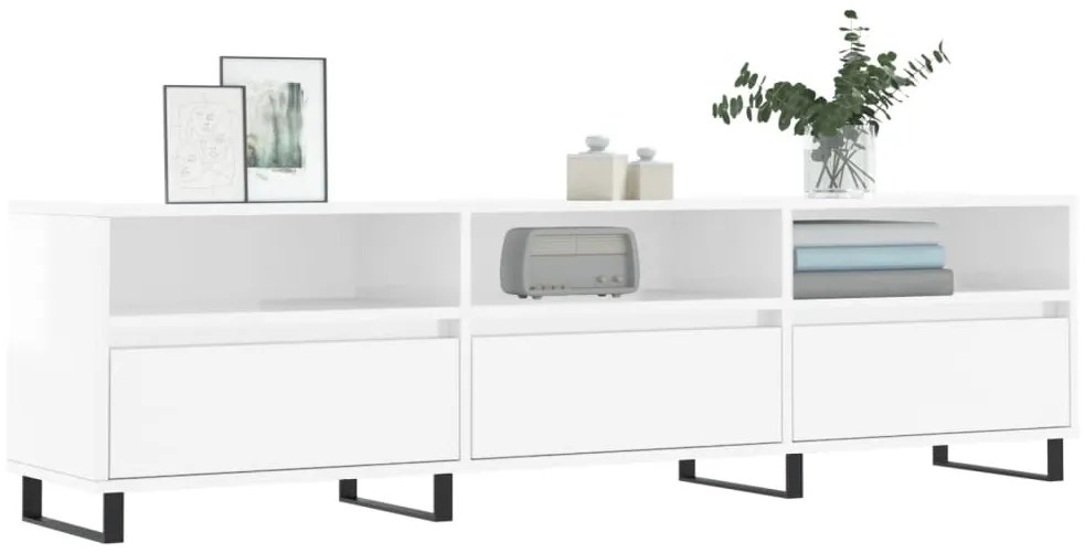 Móvel p/ TV 150x30x44,5 cm derivados madeira branco brilhante